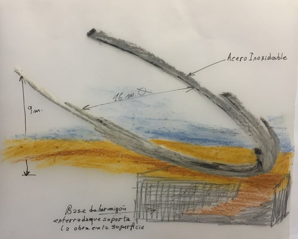 Boceto conceptual de Abrazo a Malvinas.